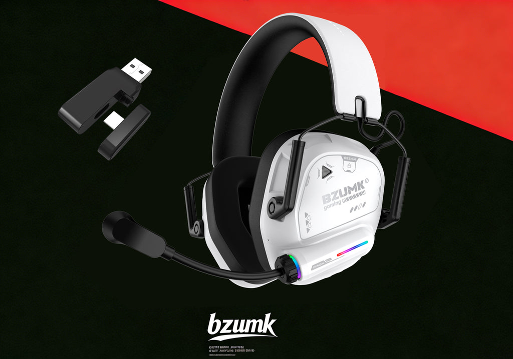 New Bzumk GT880 White 3-in-1 Gaming Headset Over-ear Lightweight Adjustable Headband Noise-Canceling Earcups RGB Gaming Headset Compatible with All Gaming Consoles; smartphone