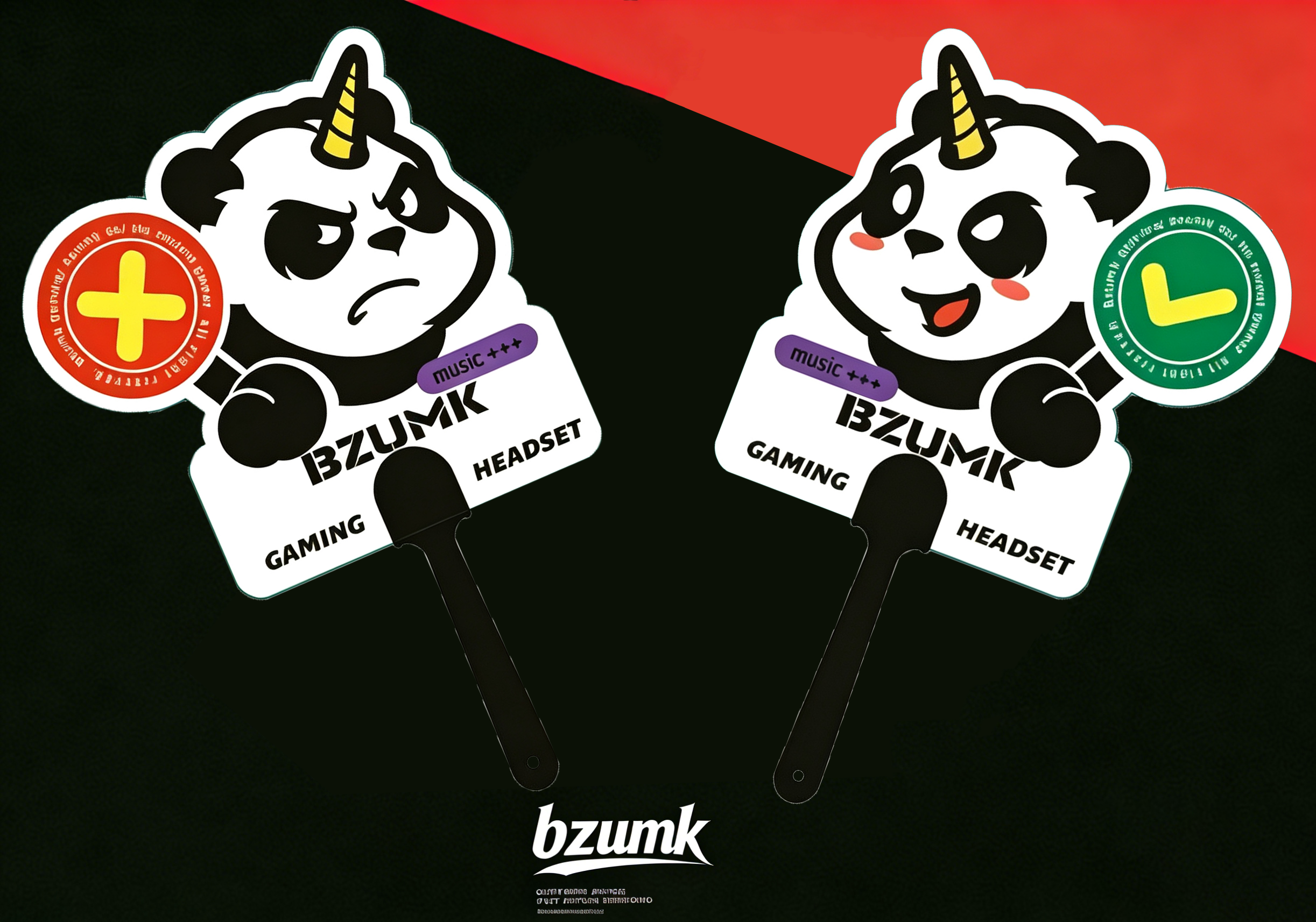 Cute Unicorn Panda Hand Fan BZUMK Handheld Fan Yes No Sign Plastic Hand Fan for Game Shop Display