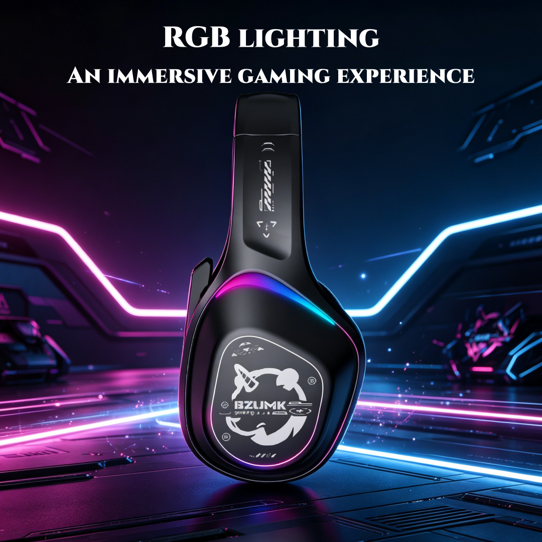 Bzumk Gzum1 Wireless Gaming Headset 3 Mode Bluetooth 2.4G Wired Headphones with Mic Noise Cancelling Over Ear Game Headphones for PC PS5 Switch Phone
