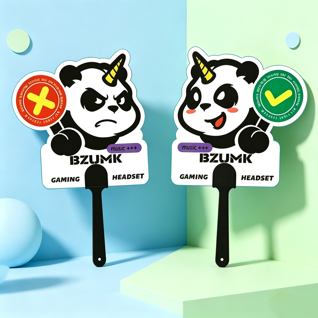 Cute Unicorn Panda Hand Fan BZUMK Handheld Fan Yes No Sign Plastic Hand Fan for Game Shop Display