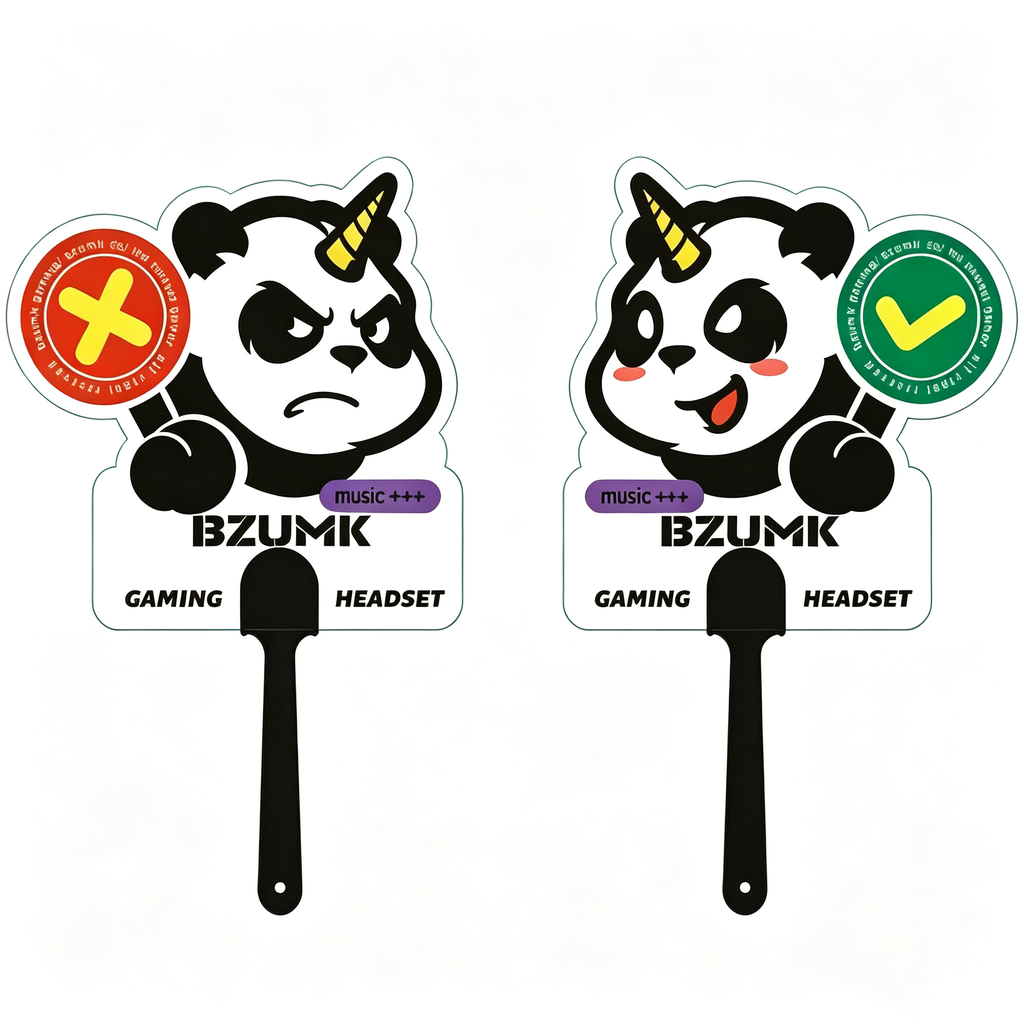Cute Unicorn Panda Hand Fan BZUMK Handheld Fan Yes No Sign Plastic Hand Fan for Game Shop Display