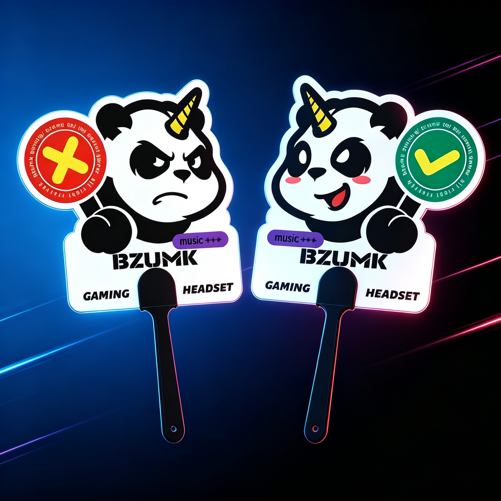Cute Unicorn Panda Hand Fan BZUMK Handheld Fan Yes No Sign Plastic Hand Fan for Game Shop Display