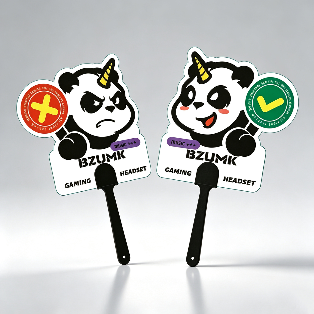 Cute Unicorn Panda Hand Fan BZUMK Handheld Fan Yes No Sign Plastic Hand Fan for Game Shop Display