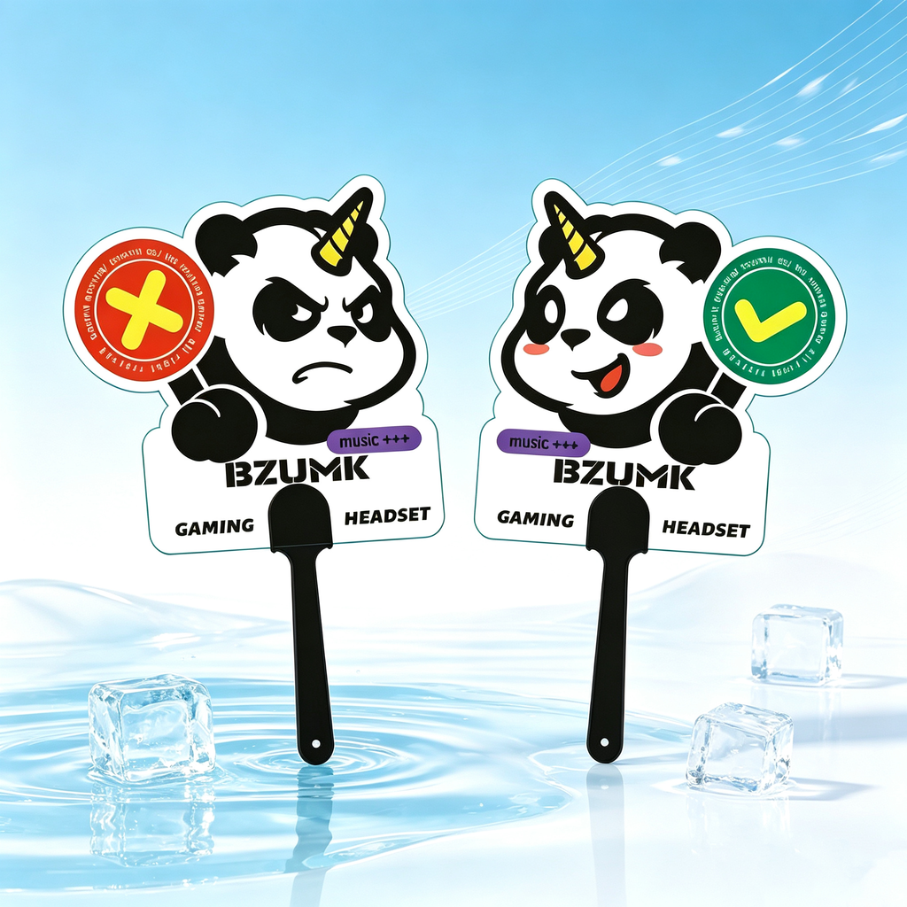 Cute Unicorn Panda Hand Fan BZUMK Handheld Fan Yes No Sign Plastic Hand Fan for Game Shop Display