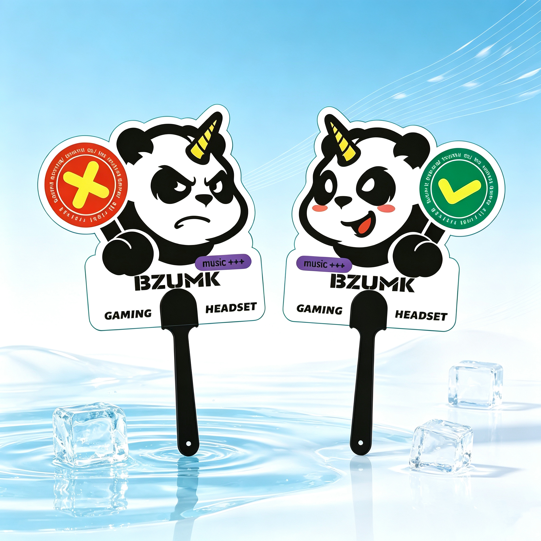 Cute Unicorn Panda Hand Fan BZUMK Handheld Fan Yes No Sign Plastic Hand Fan for Game Shop Display