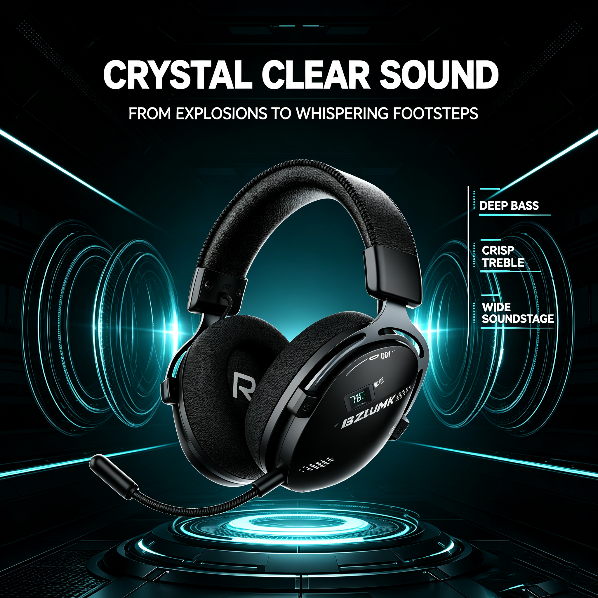 Bzumk GT802 3-Mode Gaming Headset 2.4G Wireless Bluetooth 5.3 Wired Over Ear Headphones Low Latency RGB Light Detachable Mic Noise Isolation Game Headset for PC PS5 Xbox Switch Mobile
