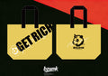 Streetwear BZUMK Yellow Tote Bags With Black Handle GET RICH Graphic Panda Logo Reusable Gift